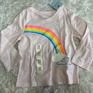 Cat & jack Toddler Girls' T shirt Long sleeve Graphic Rainbow Size 18M